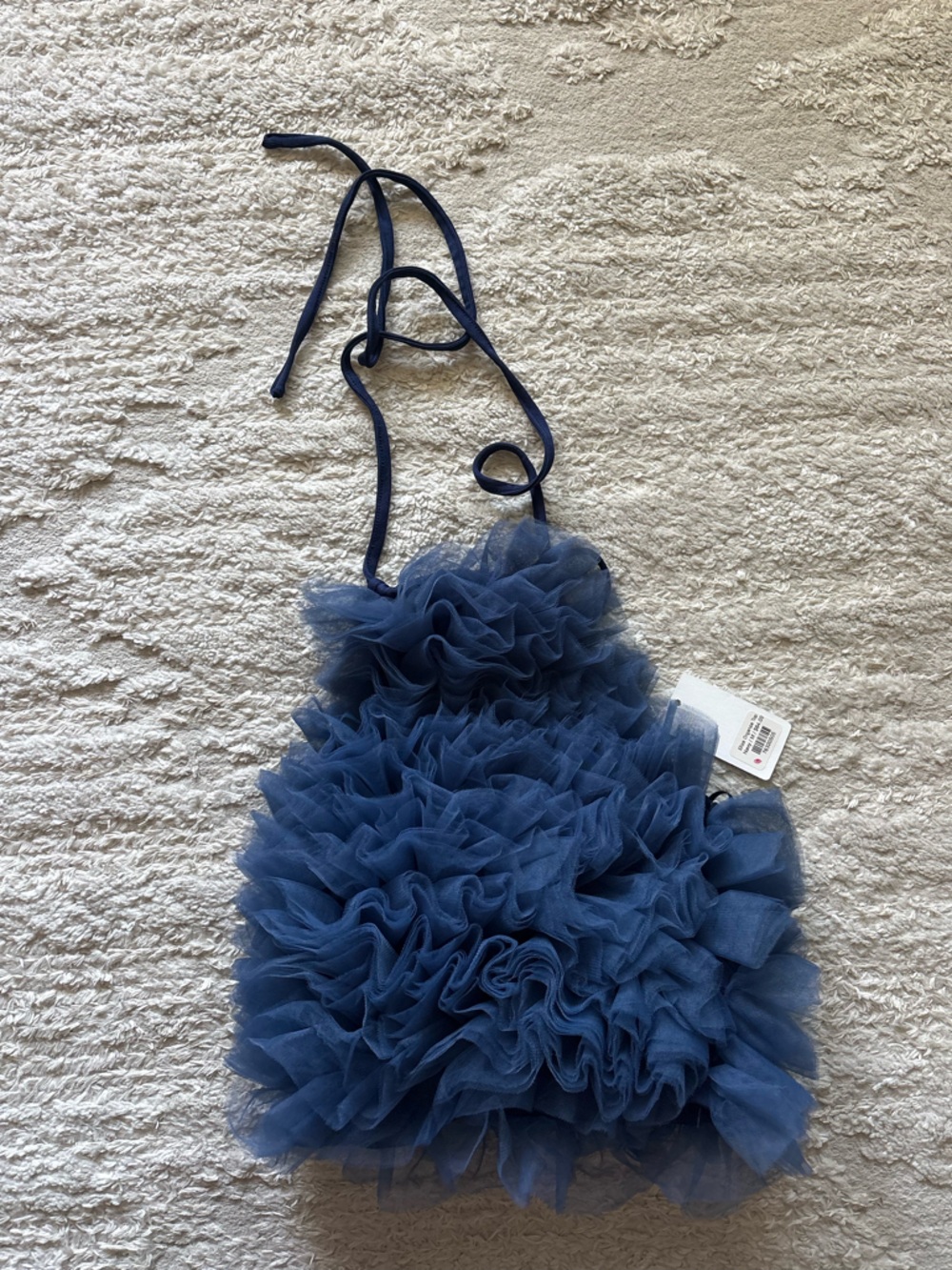 Lele Blue Ruffle Tulle Halter Top Size M